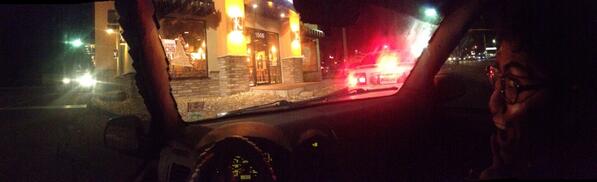 JoeBobKross's tweet photo. Taco Bell line goes all the way around the restaurant! Time for a #tacobellclearingphrase #2k14 http://t.co/HlJnjFhBEV