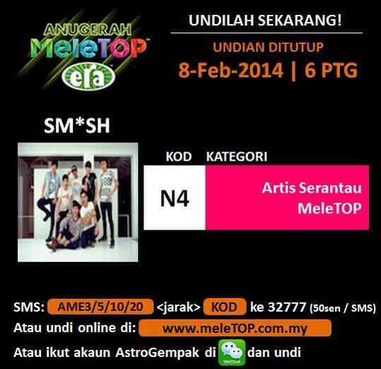 RanggaFCSumsel's tweet photo. RT @Rangga_Moela: Yuk!!!jommm!!!ayo undi/vote!!! @AncoraMusic: Let's vote SM*SH now..... ;) @SMASHindonesia http://t.co/SCzpWUesBk