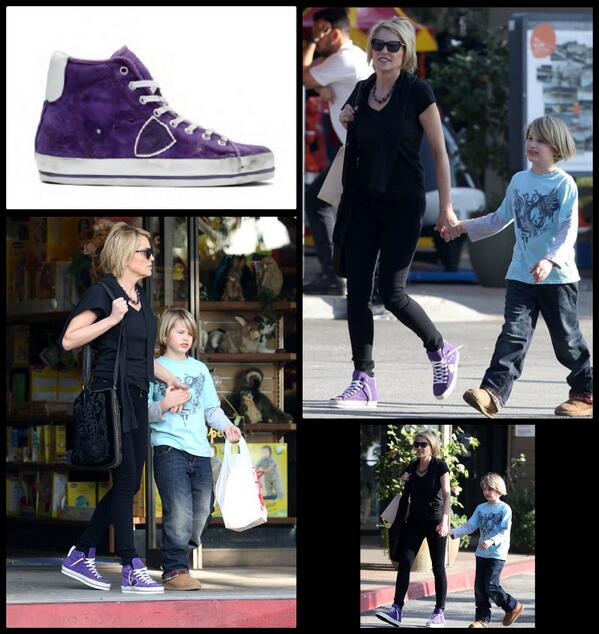 Philippe_Model's tweet photo. @sharonstone and her child walking in Los Angeles in @Philippe_Model Regard - FW13 collection #philippemodel #regard http://t.co/BGvdiHXtjv