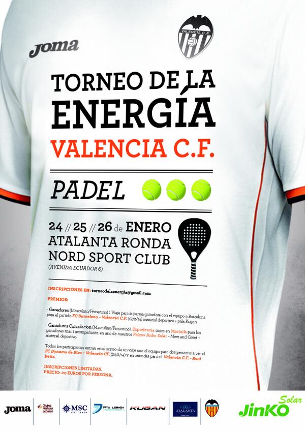 Inscríbete al Torneo de #padel de la Energía del Valencia CF y entrarás en numerosos sorteos ► bit.ly/1dNuCw9