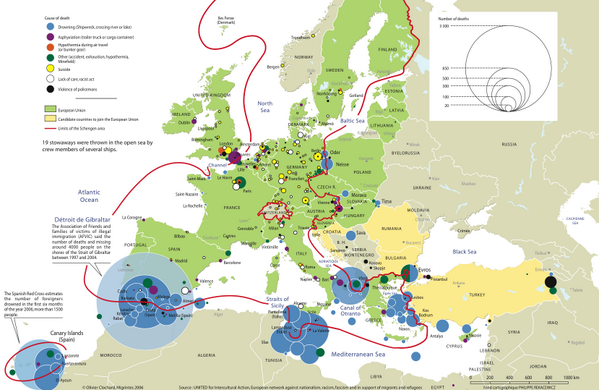 IncredibleMaps's tweet photo. Mapped… People Who Die Trying to Immigrate to Europe… http://t.co/1Oc5BmigAC
