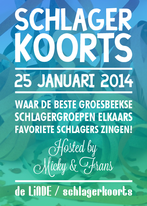 GruusbekTweets's tweet photo. Oankommende zoaterdag ien Derks: Schlagerkoorts. Gruupkes die nog me willen doen, kunnen zich nog opgeaven. #GT http://t.co/ccnJi4kauK