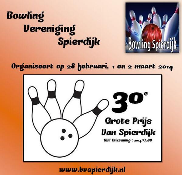 30e Grote Prijs van Spierdijk, doe jij al mee? bvspierdijk.nl #bowlingtoernooi