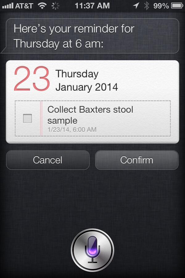 JKLugar's tweet image. Making the most of Siri #voicerecognition #stoolsample