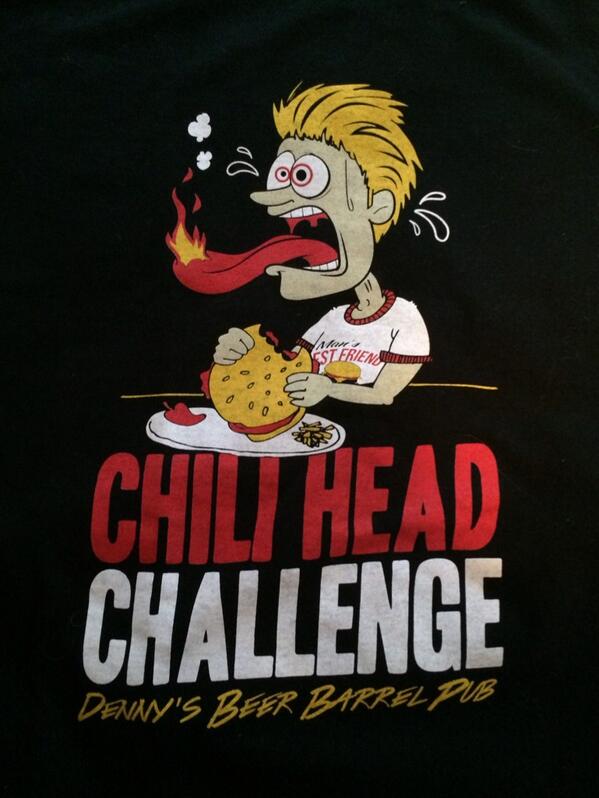 DennysPub's tweet photo. Raising the temp on our Famous Burger Challenge!! NEW at the Pub- The Chili Head Challenge 2 Lb Insanity Burger! http://t.co/2oT5CSssV4