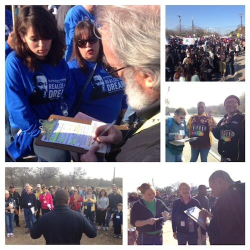 BGTX's tweet photo. Our #MLKaction vols are registering voters at #MLKsa, one of America's largest parades. Up to 150,000 people! http://t.co/xBn4YxRuyb