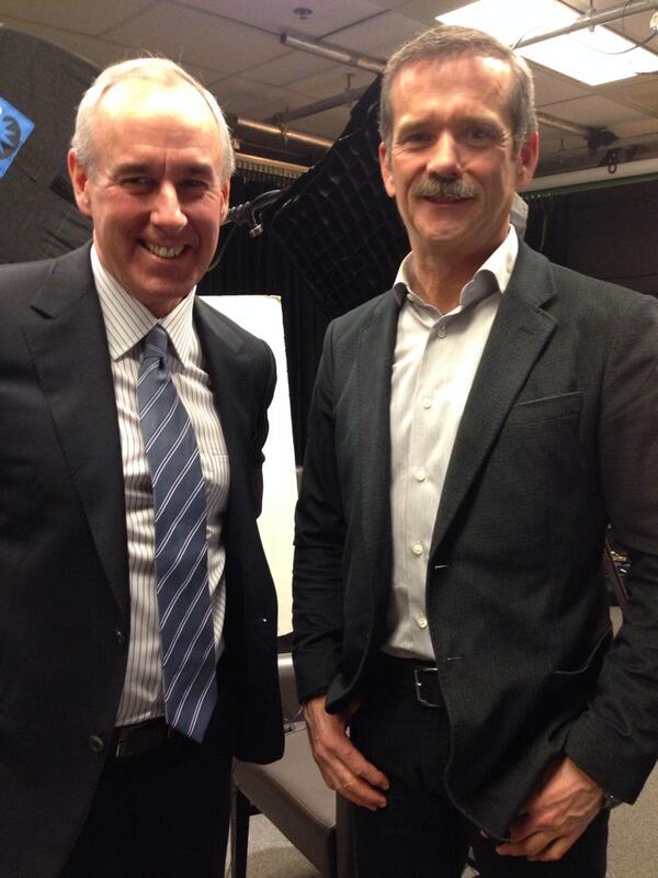 Lift off! <a href="/Cmdr_Hadfield/">Chris Hadfield</a> and I discuss that heavenly planet with 5 rings, the #CBCOlympics