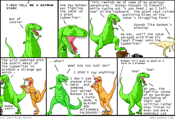 Misty_Lee's tweet photo. Dinosaur Comics is a must-see for you today, @Paul_Dini: http://t.co/p70A2msBiB