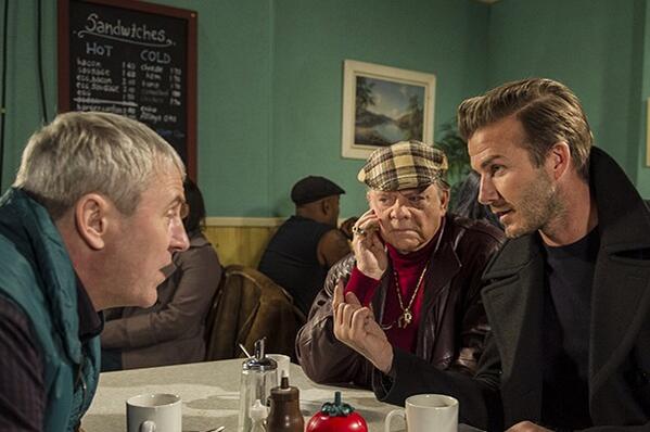 sportrelief's tweet photo. Not only is Only Fools and Horses back for #SR14 - there's a new face in town - #beckhaminpeckham http://t.co/X3JIbBMJeD