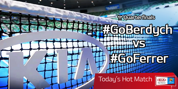Kia_Worldwide's tweet photo. Berdych’s power against Ferrer’s court tactics! Tag #GoBerdych or #GoFerrer at #KiaTagMatch! http://t.co/hJu4RpTNPd
