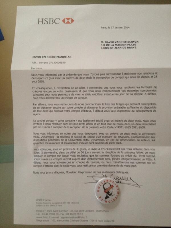 David_vanH's tweet photo. Suite aux prêts de particuliers pr #Labanderole (août) : fermeture de mon compte bancaire
#Democratie?
@MichelJanva http://t.co/sDmPfjwkja