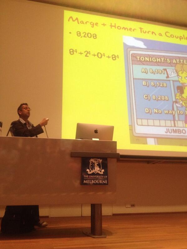 mathemaniac's tweet photo. Narcissistic numbers from The Simpsons and @SLSingh http://t.co/tbnTY0imXT