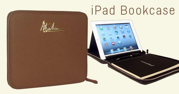 iLeathergraph's tweet photo. Personalised Leather bookcase for iPad / Air with Notebook, slot for cards, pen &amp; document. Get Yours NOW! http://t.co/in3GsSOGOp