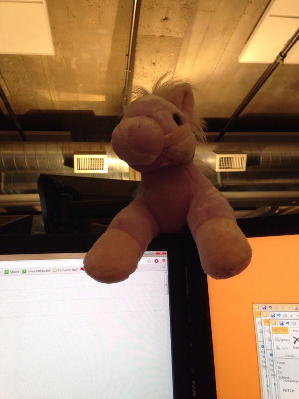 SEJeff's tweet image. The #djangopony sitting above my monitor a coworker bought me as a joke. #nopony