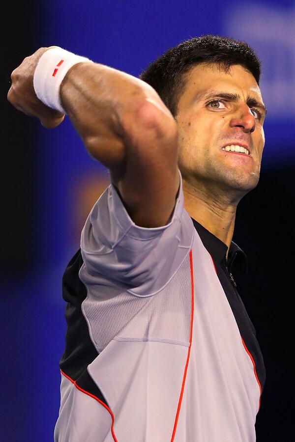 AustralianOpen's tweet photo. #Djokovic serves up the equaliser: 6-6 fifth set v #Wawrinka #ausopen #DjokovicWawrinka http://t.co/bnPltbD2c5