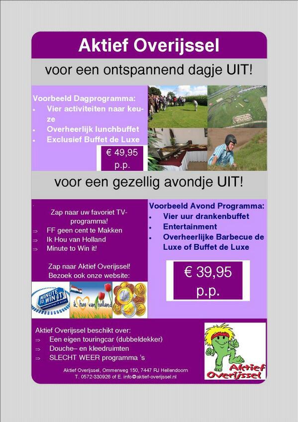AktiefOveryssel's tweet photo. Voor een topuitje! http://t.co/fU9sIre6p8