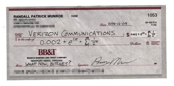 mathpr0blems's tweet image. I wrote a cheque to Verizon recently. They weren&apos;t too happy.