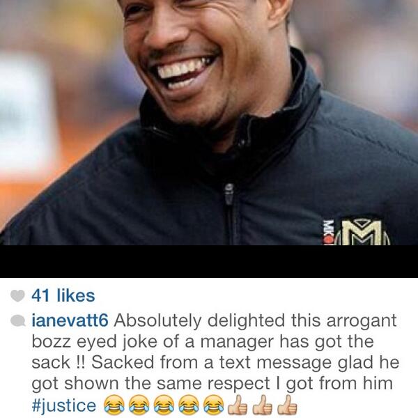 Ian Evatt's Instagram response to Ince's sacking 1/2