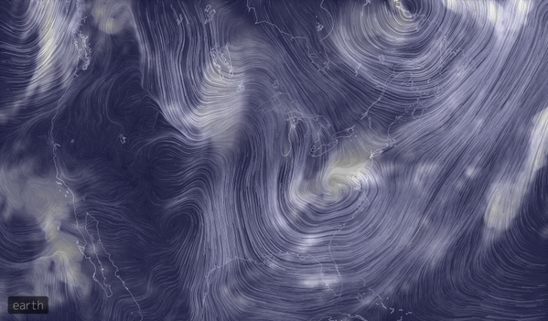 _cingraham's tweet photo. Here's what your #snowlarvortex looks like on @cambecc's ever-useful wind map http://t.co/NdO7dr8fCe http://t.co/SUxPe5NSw6
