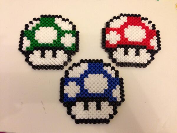 crafty_chicka's tweet photo. Set of 3 retro Mario mushroom coasters £4 plus postage http://t.co/IED73bWQ4j