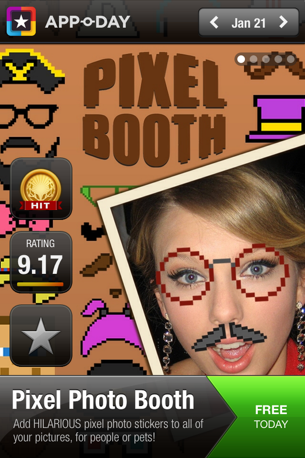 Pixel Photo Booth featured as the app of the day on @Appoday!