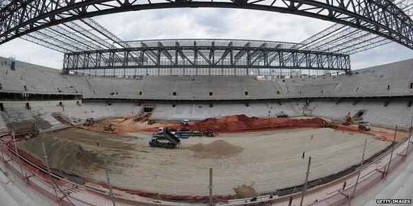 BBCWorld's tweet photo. #WorldCup2014 venue under threat; construction "way behind schedule", Fifa says http://t.co/QxeuCfGHSr &amp; http://t.co/21YdJ5ZDjE