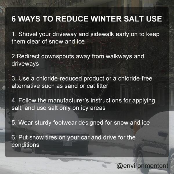ONresources's tweet photo. RT @environmentont: 6 ways you can reduce winter salt use #SaltTip http://t.co/bt2HzB4CJS