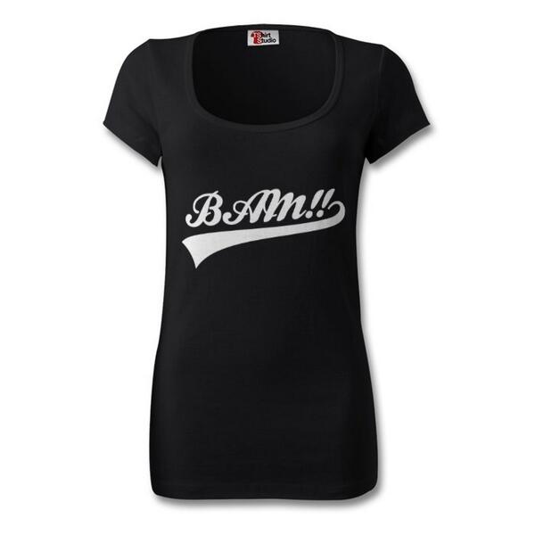 *LADIES* Check Out Our Scoop Neck Black and White "BAM!!" T-shirt's