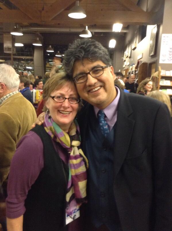 ClintonBooks's tweet image. @NAIBAbook board prez, Margot, hanging with @Sherman_Alexie at #WI9