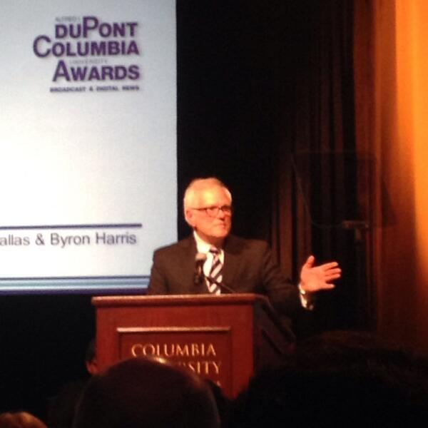 wfaaiteam's tweet photo. WFAA legend @byronwfaa accepts the #duPont2014 honor. http://t.co/F9L4LYVW2G