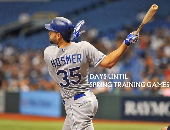 MLBNetwork's tweet photo. 35 days until the first #SpringTraining games! RETWEET for a chance at a signed ball from @Royals' #35 @TheRealHos35! http://t.co/MsQdlOea8V
