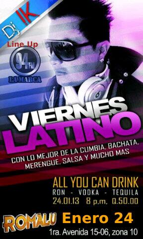 queondaradioytv's tweet photo. No te pierdas el #ViernesLatino en @_ROMALU Zona 10 esté próximo #Enero24 Mixing Live @djik94fm http://t.co/ydNn8DRMTS