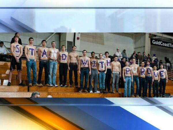wrtv's tweet photo. Purdue, Northwestern pause for moment of silence, show they are #PurdueStrong -- http://t.co/4twy3KTqPK http://t.co/uV5dBOeU4Z