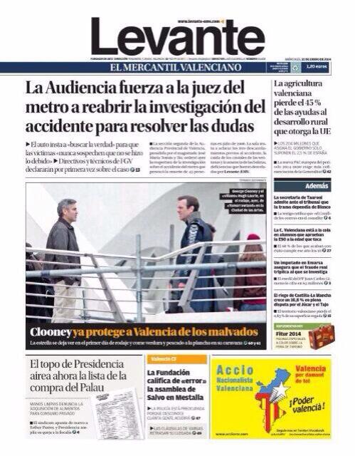 jordievole's tweet photo. Cuando un deseo se hace titular. (Y con George Clooney protegiéndonos de los malvados) 
FELICITATS @LaBallester!!! http://t.co/wDIXTcxTNo