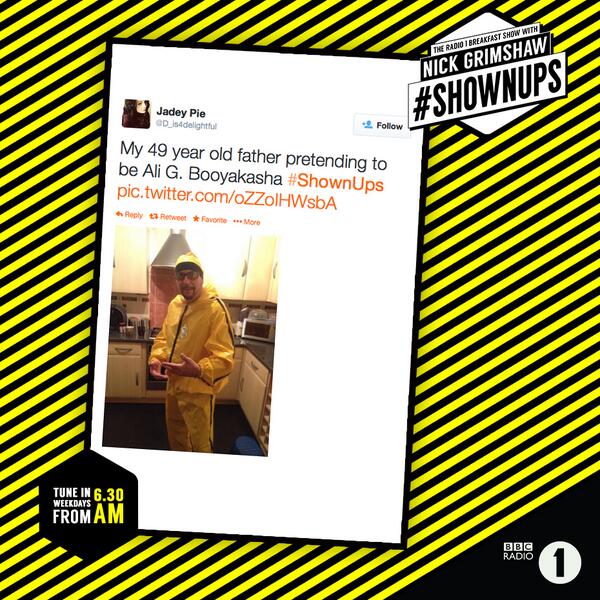 R1Breakfast's tweet photo. Remember that we're still collecting the best of your #ShownUps, like this Dad dressing up like it's the year 2000 :( http://t.co/h2OMWi2TsH