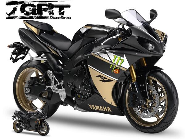 GRTdesigns's tweet photo. Yamaha YZF R1 09' - Gold&amp;Black (GRT designs) http://t.co/krBi7abksu