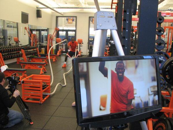 Cuse's tweet photo. Check out men's basketball center Baye Moussa Keita participating in a @SyracuseU video shoot at the Melo Center http://t.co/NkaSBH0kIA