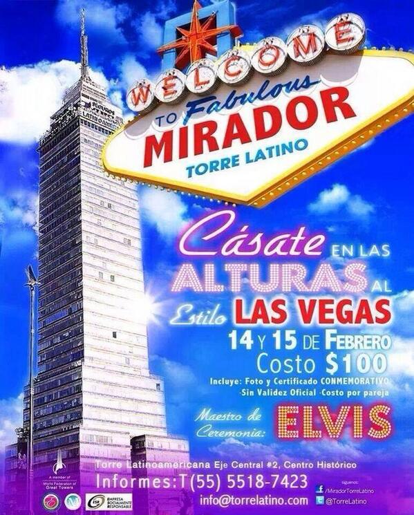 Cásense como en las Vegas en México, en la <a href="/torrelatino/">Mirador Torre Latino</a>! 👰🎩 #Mexico #Tlalpan