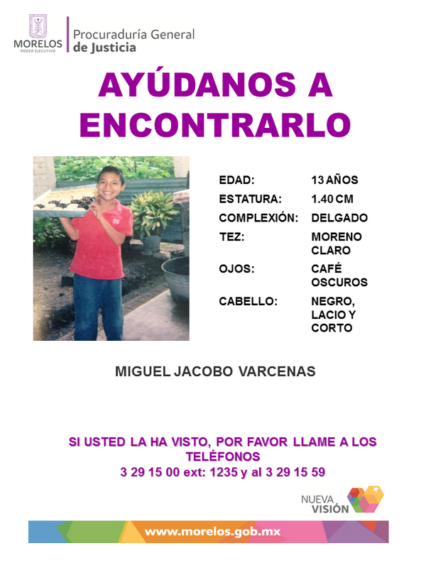MarioArellanoB's tweet photo. #Morelos Ayudanos difunde Miguel Jacobo Barcenas 13 años desapareció el 16/01/2014 #Xochitepec Por tu apoyo, Gracias! http://t.co/TR1nwP4Oht