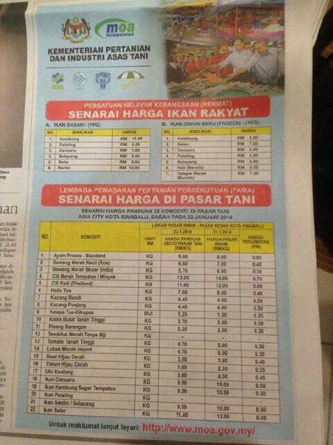 PutraREFORMASI's tweet photo. Harga ikan mengikut kadar yg ditetapkan oleh Kementerian Pertanian dan Asas Tani http://t.co/vOFarCHmMe