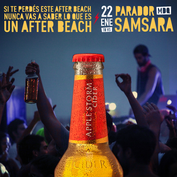 AppleStormCider's tweet photo. Estás en Mar del Plata y no sabés cómo sigue la tarde de playa? #AfterBeach y después vemos! http://t.co/KdUqVMN7PH