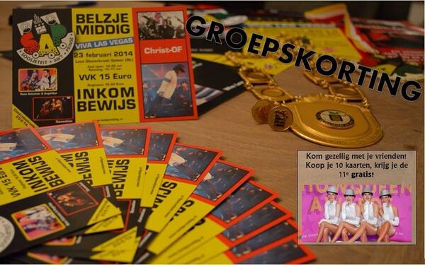 Kom met je vrienden naar de BelzjeMiddig en krijg KORTING. Als je 10 kaarten koopt krijg je de 11e gratis!!