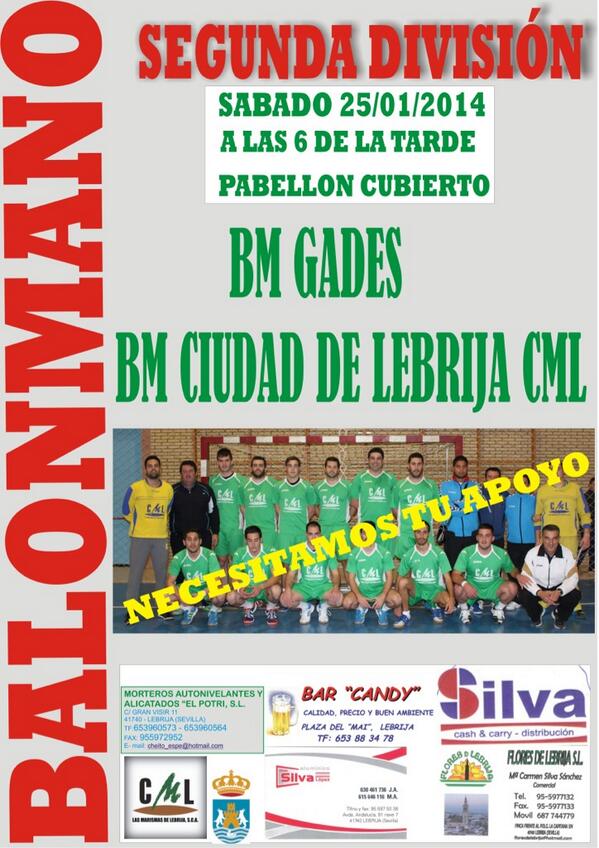 Ahí lleváis el cartel del sábado. Ya sabéis, a las 18:00 horas en el pabellón ante el Bm GADES.Necesitamos tu apoyo.