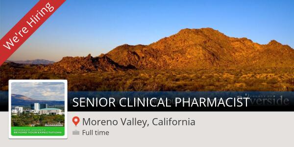 Now hiring! SENIOR CLINICAL PHARMACIST (#MorenoValley) workfor.us/riversidecount… #Job
