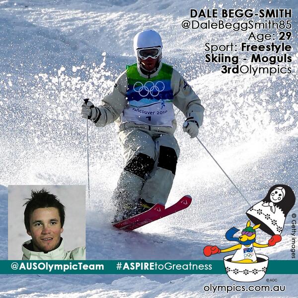 AUSOlympicTeam's tweet photo. @DaleBeggSmith85 congratulations on reaching your 3rd #Olympics! Pumped to see you in Sochi! http://t.co/ciUjGeqo2o http://t.co/dHmRb1ej3T