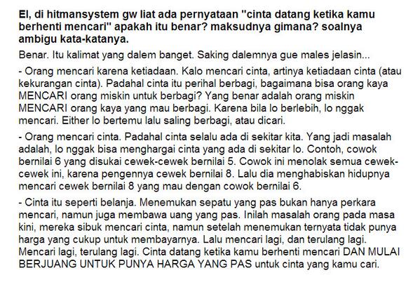 MikaelHS's tweet photo. Cinta datang ketika kamu berhenti mencari. http://t.co/oYFmiYXOVF
