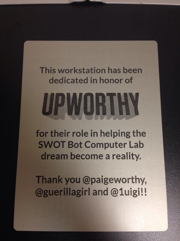 _ejallday_'s tweet image. @paigeworthy @guerillagirl @1uigi thank you so much... This plaque is mounted in the @SWOTBotOrg computer lab :)