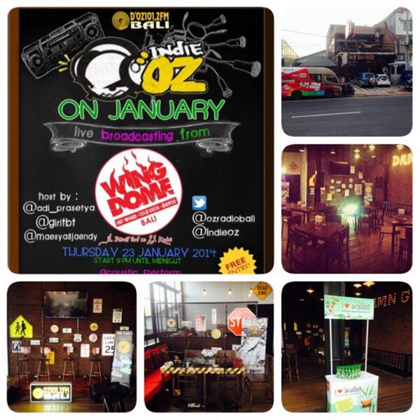 PR_OZBALI's tweet photo. Yuk merapat, Indie Oz mendarat @ wingdome; kamis ,23 jan 2014 pk 21.00-24.00 wita http://t.co/m7DJWIQ3ol