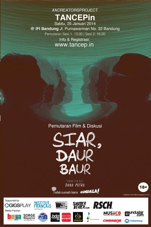 schofficials's tweet photo. Registrasi gratis #TANCEPin screening film 'Siar, Daur Baur’ di
http://t.co/PofUo4PILJ
IFI Bandung 25 Januari 2014 http://t.co/UMbN9DtTER