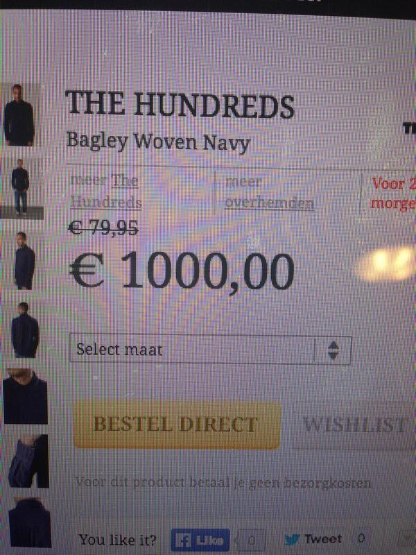 RobinRoij's tweet photo. Rijke mensjes be like: afprijzen van €79,95 naar €1000 💪 @FreshCotton http://t.co/lzKO4ID5KG